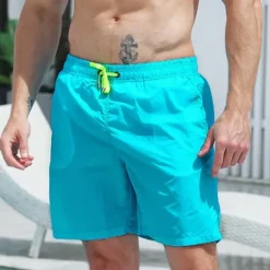 Outlet OUKU Men's Board Shorts Swim Shorts Swim Trunks Drawstring Elastic Waist Plain Comfort Quick Dry Short Holiday Beach Weekend Fashion Casual Micro-elastic Lake blue