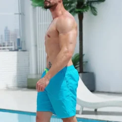Outlet OUKU Men's Board Shorts Swim Shorts Swim Trunks Drawstring Elastic Waist Plain Comfort Quick Dry Short Holiday Beach Weekend Fashion Casual Micro-elastic Lake blue