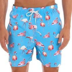 Best OUKU Men's Board Shorts Swim Shorts Swim Trunks Summer Shorts Beach Shorts Pocket Drawstring with Mesh lining Graphic Flamingo Quick Dry Outdoor Holiday Going out Hawaiian Boho Green