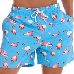 Best OUKU Men's Board Shorts Swim Shorts Swim Trunks Summer Shorts Beach Shorts Pocket Drawstring with Mesh lining Graphic Flamingo Quick Dry Outdoor Holiday Going out Hawaiian Boho Green