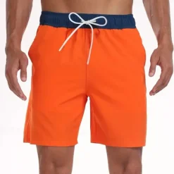 Best OUKU Men's Board Shorts Swim Shorts Swim Trunks Daily Beach Breathable Quick Dry Drawstring Drawstring Elastic Waist Liner Color Block Short Sport Casual Activewear Pink Red Micro-elastic