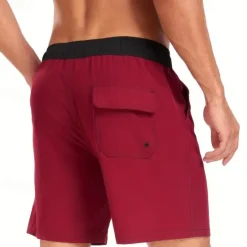 Best OUKU Men's Board Shorts Swim Shorts Swim Trunks Daily Beach Breathable Quick Dry Drawstring Drawstring Elastic Waist Liner Color Block Short Sport Casual Activewear Pink Red Micro-elastic