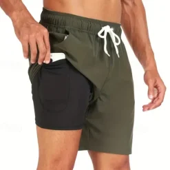 Best OUKU Men's Board Shorts Swim Shorts Swim Trunks Daily Beach Breathable Quick Dry Drawstring Drawstring Elastic Waist Liner Color Block Short Sport Casual Activewear Pink Red Micro-elastic