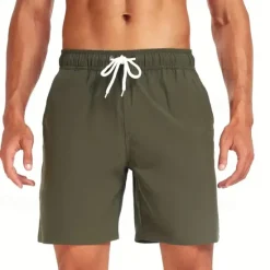 Best OUKU Men's Board Shorts Swim Shorts Swim Trunks Daily Beach Breathable Quick Dry Drawstring Drawstring Elastic Waist Liner Color Block Short Sport Casual Activewear Pink Red Micro-elastic