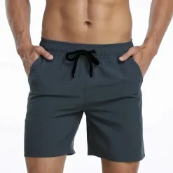 Best OUKU Men's Board Shorts Swim Shorts Swim Trunks Daily Beach Breathable Quick Dry Drawstring Drawstring Elastic Waist Liner Color Block Short Sport Casual Activewear Pink Red Micro-elastic