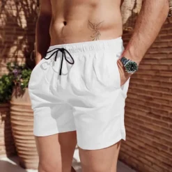 Discount OUKU Men's Board Shorts Swim Shorts Swim Trunks Shorts Drawstring Elastic Waist Plain Comfort Quick Dry Short Holiday Beach Weekend Fashion Casual Grass Green Black Micro-elastic