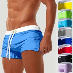 New OUKU Men's Board Shorts Swim Shorts Swim Trunks Drawstring with Mesh lining Zipper Pocket Solid Color Quick Dry Comfortable Holiday Swimming Pool Hawaiian Casual / Sporty Slim Black White Low Waist