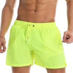 Best OUKU Men's Board Shorts Swim Shorts Swim Trunks Summer Shorts Beach Shorts Drawstring Elastic Waist Plain Quick Dry Short Daily Holiday Hawaiian Boho Black Yellow Micro-elastic