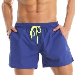 Best OUKU Men's Board Shorts Swim Shorts Swim Trunks Summer Shorts Beach Shorts Drawstring Elastic Waist Plain Quick Dry Short Daily Holiday Hawaiian Boho Black Yellow Micro-elastic