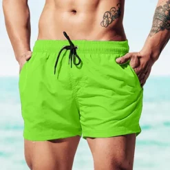 Best OUKU Men's Board Shorts Swim Shorts Swim Trunks Drawstring Elastic Waist Plain Comfort Quick Dry Short Holiday Beach Weekend Fashion Casual Watermelon Red Grass Green Micro-elastic