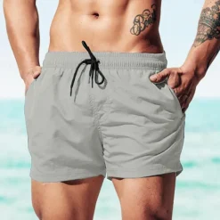 Best OUKU Men's Board Shorts Swim Shorts Swim Trunks Drawstring Elastic Waist Plain Comfort Quick Dry Short Holiday Beach Weekend Fashion Casual Watermelon Red Grass Green Micro-elastic