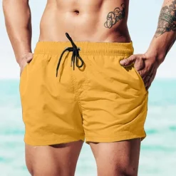 Best OUKU Men's Board Shorts Swim Shorts Swim Trunks Drawstring Elastic Waist Plain Comfort Quick Dry Short Holiday Beach Weekend Fashion Casual Watermelon Red Grass Green Micro-elastic