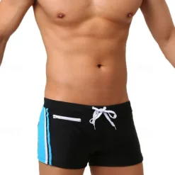 Hot OUKU Men's Board Shorts Swim Shorts Swim Trunks Patchwork Drawstring Elastic Waist Color Block Comfort Quick Dry Short Holiday Beach Weekend Fashion Casual Red Micro-elastic Black