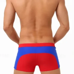 Hot OUKU Men's Board Shorts Swim Shorts Swim Trunks Patchwork Drawstring Elastic Waist Color Block Comfort Quick Dry Short Holiday Beach Weekend Fashion Casual Red Micro-elastic Black