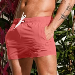 New OUKU Men's Board Shorts Swim Shorts Swim Trunks Drawstring Elastic Waist Plain Comfort Quick Dry Short Holiday Beach Weekend Fashion Casual Black White Micro-elastic