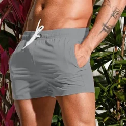 New OUKU Men's Board Shorts Swim Shorts Swim Trunks Drawstring Elastic Waist Plain Comfort Quick Dry Short Holiday Beach Weekend Fashion Casual Black White Micro-elastic