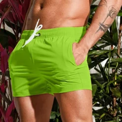New OUKU Men's Board Shorts Swim Shorts Swim Trunks Drawstring Elastic Waist Plain Comfort Quick Dry Short Holiday Beach Weekend Fashion Casual Black White Micro-elastic