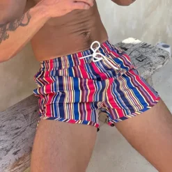 Outlet OUKU Men's Board Shorts Swim Shorts Swim Trunks Shorts Drawstring Elastic Waist Striped Comfort Quick Dry Short Daily Holiday Swimming Pool Fashion Casual Yellow Pink Micro-elastic