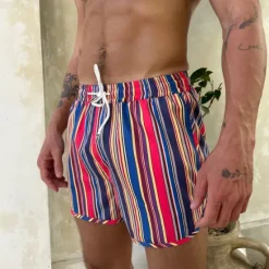 Outlet OUKU Men's Board Shorts Swim Shorts Swim Trunks Shorts Drawstring Elastic Waist Striped Comfort Quick Dry Short Daily Holiday Swimming Pool Fashion Casual Yellow Pink Micro-elastic
