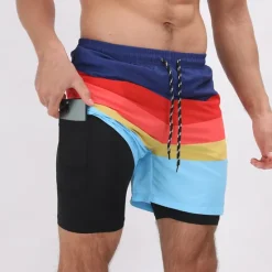 Discount OUKU Men's Board Shorts Swim Shorts Swim Trunks Surfing Casual Holiday Beach Quick Dry Drawstring With Compression Liner Gradient Hawaiian Boho Activewear 1 5