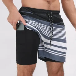 Discount OUKU Men's Board Shorts Swim Shorts Swim Trunks Surfing Casual Holiday Beach Quick Dry Drawstring With Compression Liner Gradient Hawaiian Boho Activewear 1 5