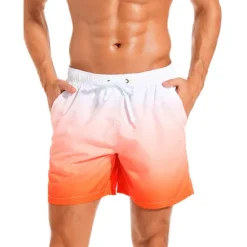 Discount OUKU Men's Board Shorts Swim Shorts Swim Trunks Drawstring with Mesh lining Elastic Waist Gradient Quick Dry Short Casual Daily Holiday Hawaiian Boho Black Pink Micro-elastic