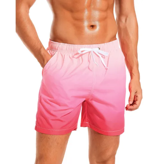 Discount OUKU Men's Board Shorts Swim Shorts Swim Trunks Drawstring with Mesh lining Elastic Waist Gradient Quick Dry Short Casual Daily Holiday Hawaiian Boho Black Pink Micro-elastic