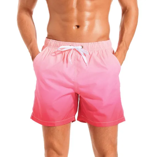 Discount OUKU Men's Board Shorts Swim Shorts Swim Trunks Drawstring with Mesh lining Elastic Waist Gradient Quick Dry Short Casual Daily Holiday Hawaiian Boho Black Pink Micro-elastic
