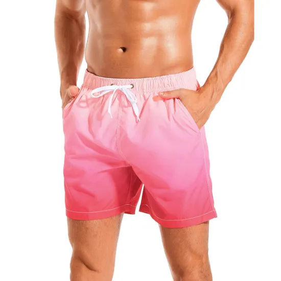 Discount OUKU Men's Board Shorts Swim Shorts Swim Trunks Drawstring with Mesh lining Elastic Waist Gradient Quick Dry Short Casual Daily Holiday Hawaiian Boho Black Pink Micro-elastic