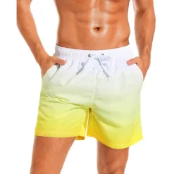 Discount OUKU Men's Board Shorts Swim Shorts Swim Trunks Drawstring with Mesh lining Elastic Waist Gradient Quick Dry Short Casual Daily Holiday Hawaiian Boho Black Pink Micro-elastic