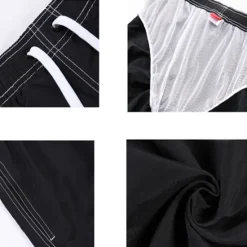 Outlet OUKU Men's Board Shorts Swim Trunks Going out Weekend Breathable Quick Dry Drawstring Elastic Waist with Pockets Plain Knee Length Gymnatics Casual Activewear Lake blue Black