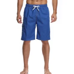 Outlet OUKU Men's Board Shorts Swim Trunks Going out Weekend Breathable Quick Dry Drawstring Elastic Waist with Pockets Plain Knee Length Gymnatics Casual Activewear Lake blue Black