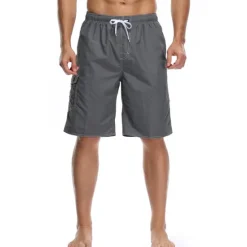Outlet OUKU Men's Board Shorts Swim Trunks Going out Weekend Breathable Quick Dry Drawstring Elastic Waist with Pockets Plain Knee Length Gymnatics Casual Activewear Lake blue Black
