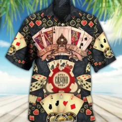 Hot OUKU Men's Boardmasters Music Notes Shirt Summer Hawaiian Shirt Button Up Shirt Short Sleeve Sports Fashion Streetwear Casual Hawaiian Holiday Summer Spring Cuban Collar Print Button-Down Wine Apricot