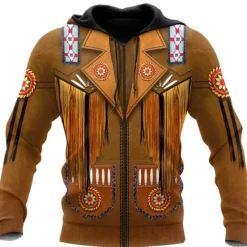 OUKU Men's Bohemian Style Graphic Prints Hoodie Hoodies Sweatshirt Streetwear Designer Long Sleeve Hooded Sports & Outdoor Daily Sports Zipper Print Spring & Fall Designer Brown