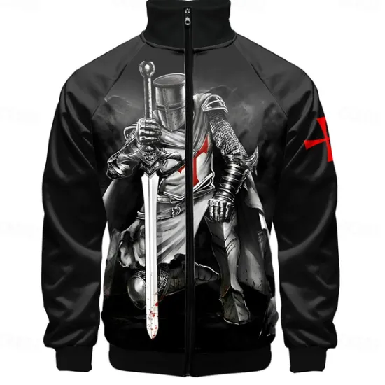 Best OUKU Men's Bomber Jacket Coat Breathable Comfortable Dailywear Zipper Side Pockets 3D Print Spring Fall Winter Standing Collar Long Sleeve Black