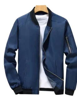 Best OUKU Men's Bomber Jacket Transition Jacket Sports Outdoor Windproof Classic Style All Seasons Solid Color Classic & Timeless Crewneck Regular Black Red Green khaki Dark Blue Jacket