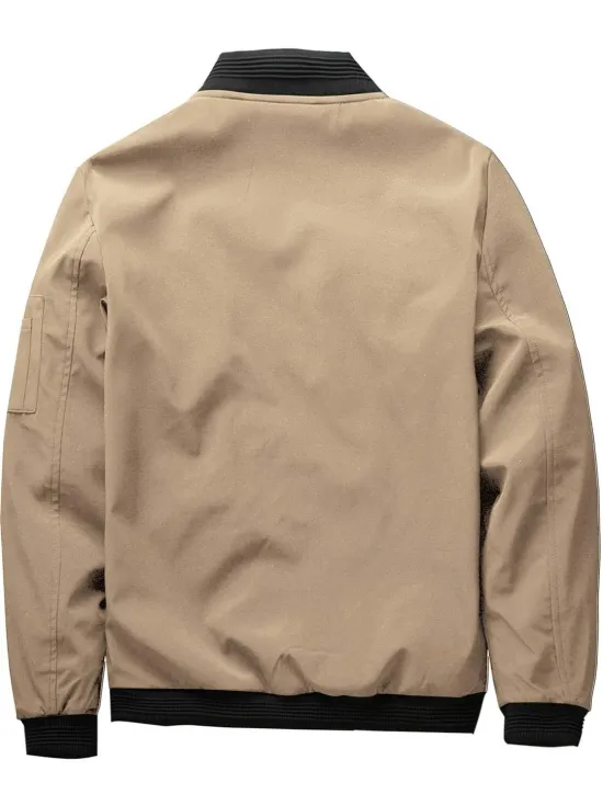 Best OUKU Men's Bomber Jacket Transition Jacket Sports Outdoor Windproof Classic Style All Seasons Solid Color Classic & Timeless Crewneck Regular Black Red Green khaki Dark Blue Jacket