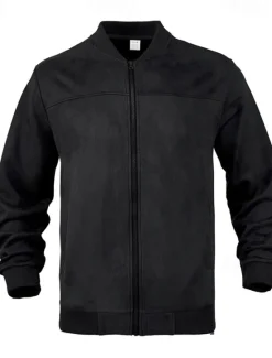 Sale OUKU Men's Bomber Jacket Transition Jacket Going out Pocket All Seasons Plain Casual Stand Collar Regular Black Brown Army Green Dark Blue Light Blue Jacket