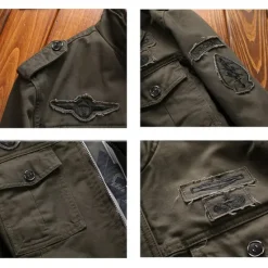 OUKU Men's Bomber Jacket Utility Jacket Transition Jacket Tactical Jacket Daily Weekend Winter Solid Colored Military Tactical Stand Collar Regular Cotton Black Army Green Khaki Jacket