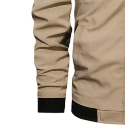 OUKU Men's Bomber Jacket Varsity Jacket Outdoor Sport Warm Pocket Fall Winter Plain Fashion Streetwear Stand Collar Short Black Blue Red & White Green Khaki Jacket