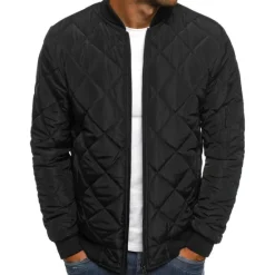 Discount OUKU Men's Bomber Quilted Jacket Diamond Padded Jacket Winter Outdoor Chunky Varsity Flight Windproof Warm Trench Coat Top Quilted Seams Cotton Outwear Overcoat Full Zipper Camping Hiking Hunting Fishing