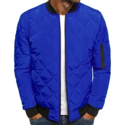Discount OUKU Men's Bomber Quilted Jacket Diamond Padded Jacket Winter Outdoor Chunky Varsity Flight Windproof Warm Trench Coat Top Quilted Seams Cotton Outwear Overcoat Full Zipper Camping Hiking Hunting Fishing