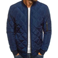 Discount OUKU Men's Bomber Quilted Jacket Diamond Padded Jacket Winter Outdoor Chunky Varsity Flight Windproof Warm Trench Coat Top Quilted Seams Cotton Outwear Overcoat Full Zipper Camping Hiking Hunting Fishing