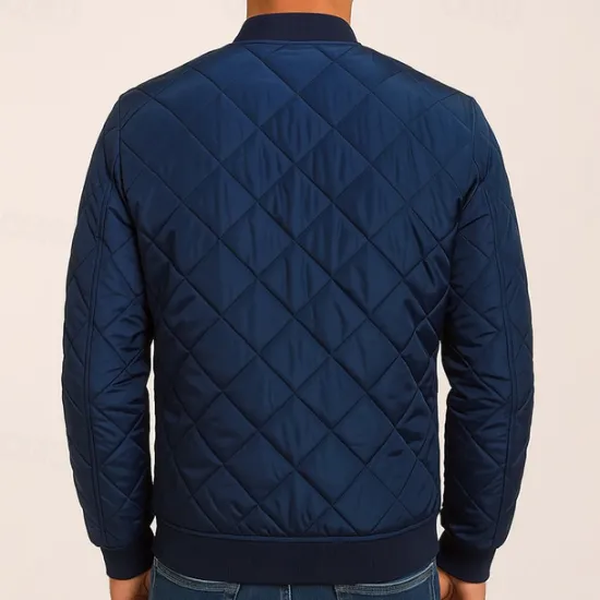Best OUKU Men's Bomber Quilted Jacket Diamond Padded Jacket Winter Outdoor Chunky Varsity Flight Windproof Warm Trench Coat Top Quilted Seams Cotton Outwear Overcoat Full Zipper Camping Hiking Hunting Fishing