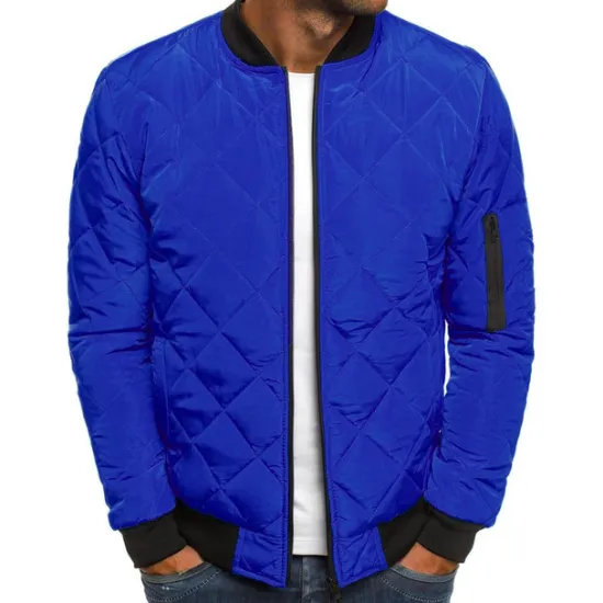 Best OUKU Men's Bomber Quilted Jacket Diamond Padded Jacket Winter Outdoor Chunky Varsity Flight Windproof Warm Trench Coat Top Quilted Seams Cotton Outwear Overcoat Full Zipper Camping Hiking Hunting Fishing