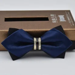 Online OUKU Men's Bow Tie Neckties Bowtie Pre-Tied Adjustable Rhinestones Bow Plain Wedding Birthday Party