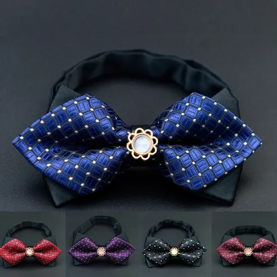 Sale OUKU Men's Bow Tie Neckties Bowtie Pre-Tied Adjustable Bow Plaid Wedding Birthday Party