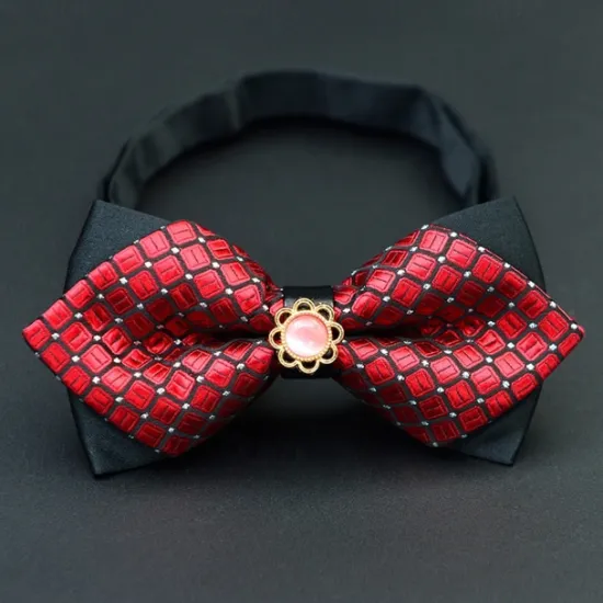 Sale OUKU Men's Bow Tie Neckties Bowtie Pre-Tied Adjustable Bow Plaid Wedding Birthday Party