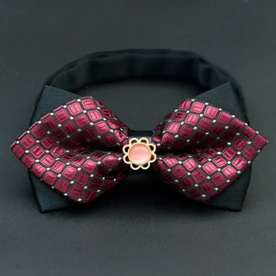 Sale OUKU Men's Bow Tie Neckties Bowtie Pre-Tied Adjustable Bow Plaid Wedding Birthday Party